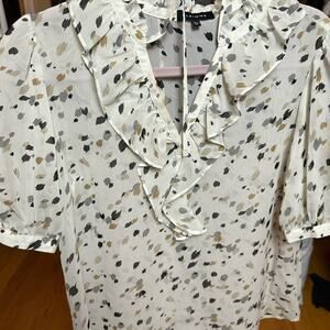 Pleione Cream Blouse with Black and Tan Accents